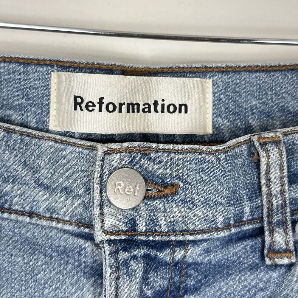 Reformation High Rise Skinny Jeans 27 Light Wash Distressed Minimalist Y2K Denim - Picture 4 of 12